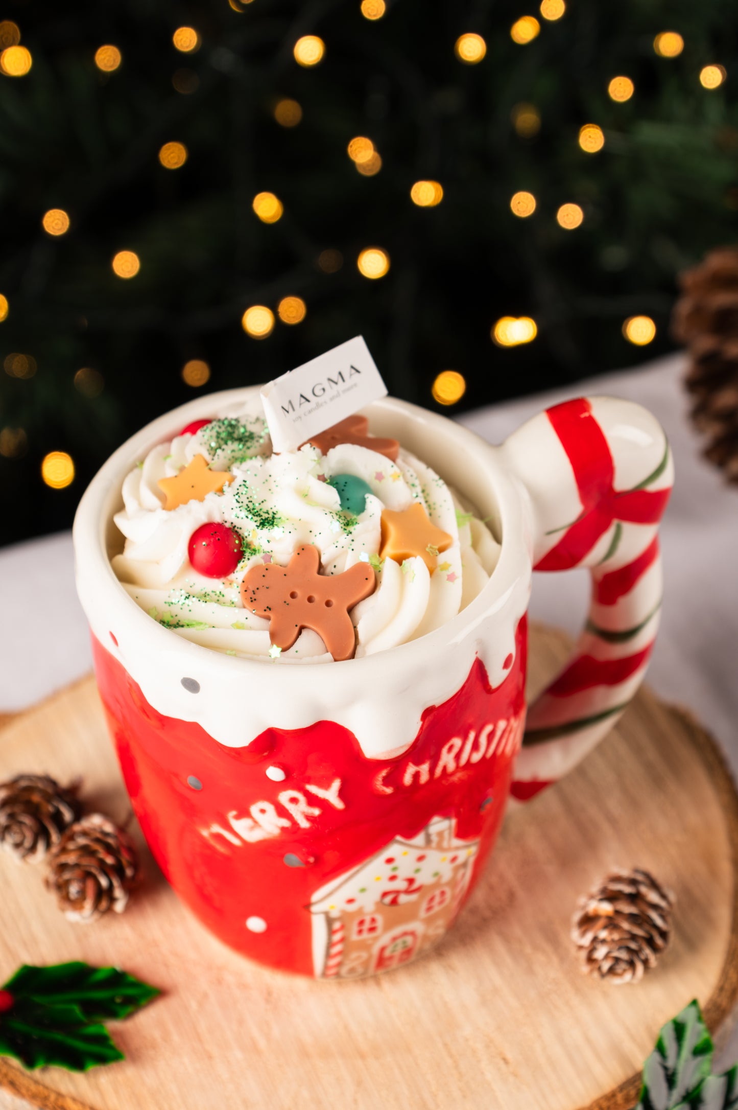 Χριστουγεννιάτικη Κούπα Merry Christmas | 100% Φυτικό Κερί | Άρωμα Μελομακάρονο