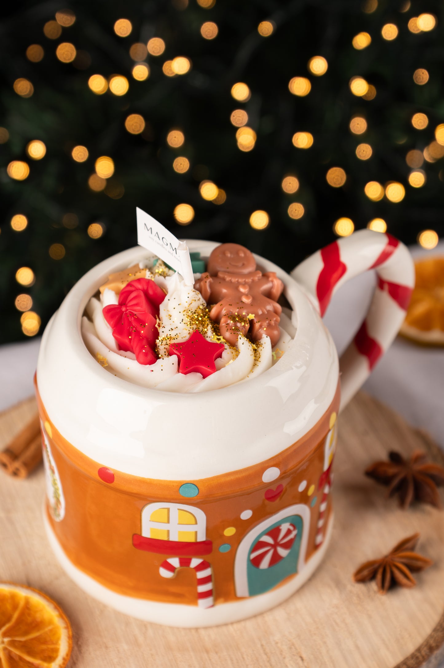 Χριστουγεννιάτικη Κούπα Gingerbread House | 100% Φυτικό Κερί | Άρωμα Μελομακάρονο