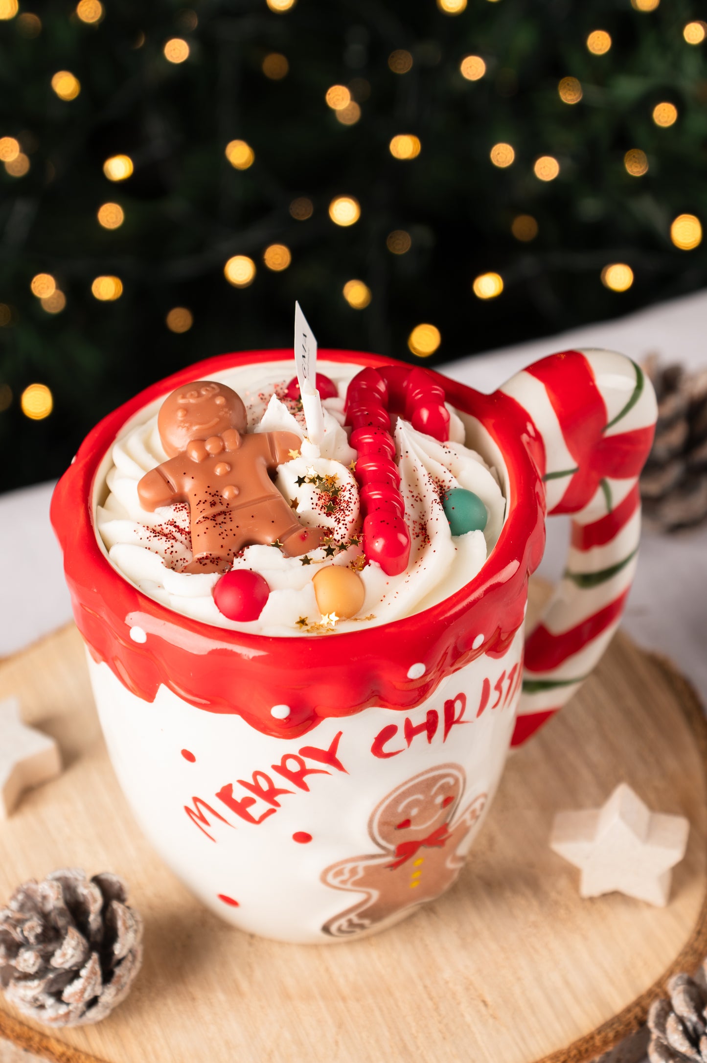 Χριστουγεννιάτικη Κούπα Gingerbread Merry Christmas | 100% Φυτικό Κερί | Άρωμα Μελομακάρονο