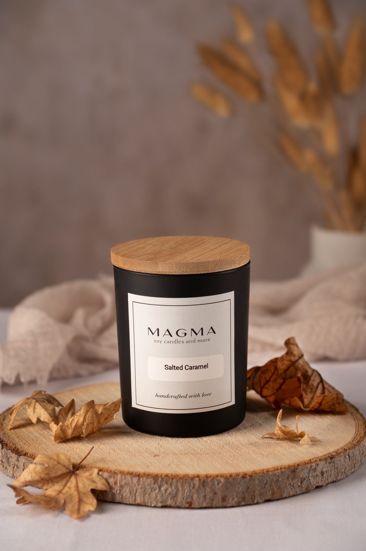 Αρωματικό Χειροποίητο Φυτικό Κερί - Γυάλινο Βαζάκι , Bamboo Καπάκι