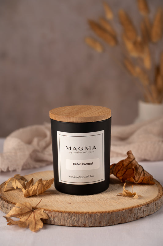 Αρωματικό Χειροποίητο Φυτικό Κερί - Γυάλινο Βαζάκι , Bamboo Καπάκι