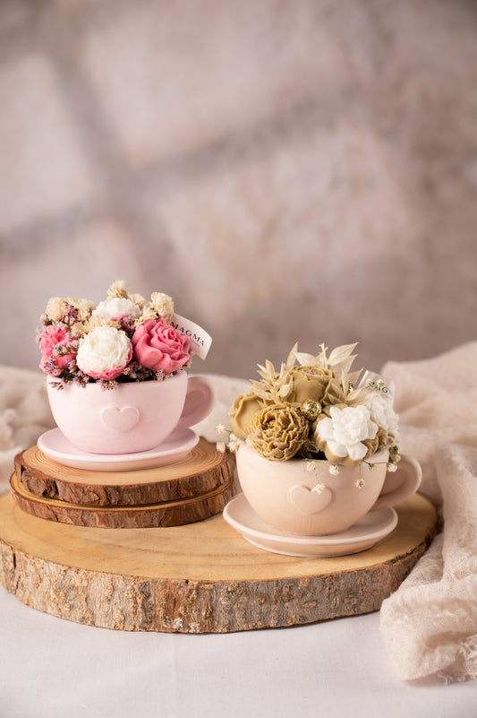 Mini Αρωματική Ανθοδέσμη Φλιτζανάκι | 100% Φυτικό Κερί