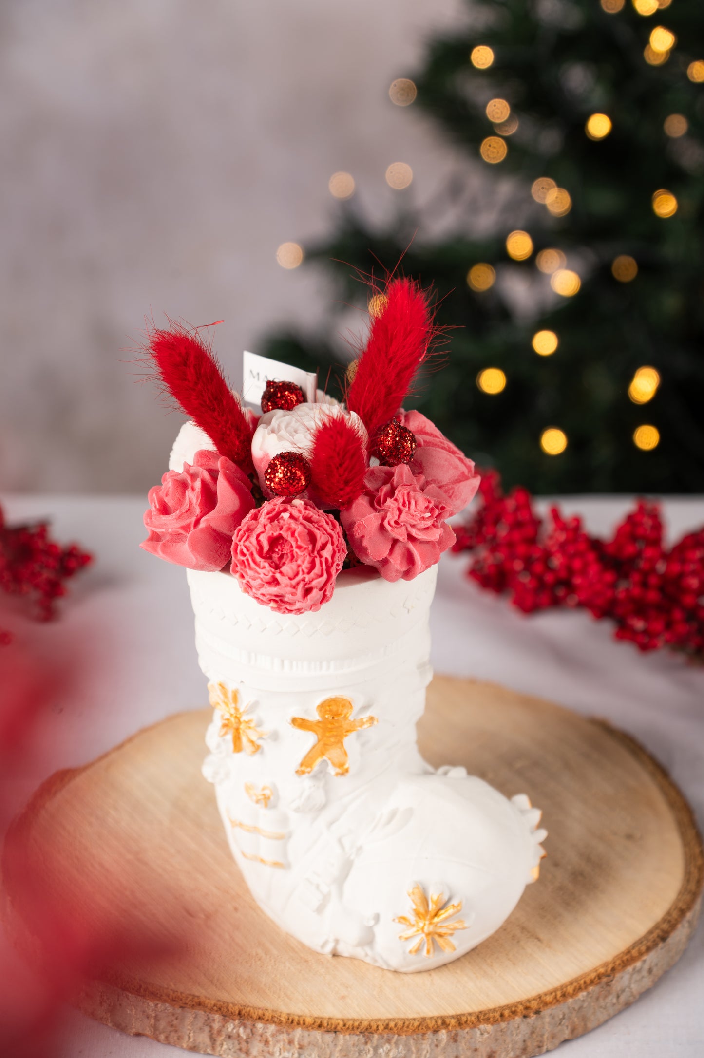 Αρωματική Ανθοδέσμη Χριστουγεννιάτικη Μπότα | 100% Φυτικό Κερί