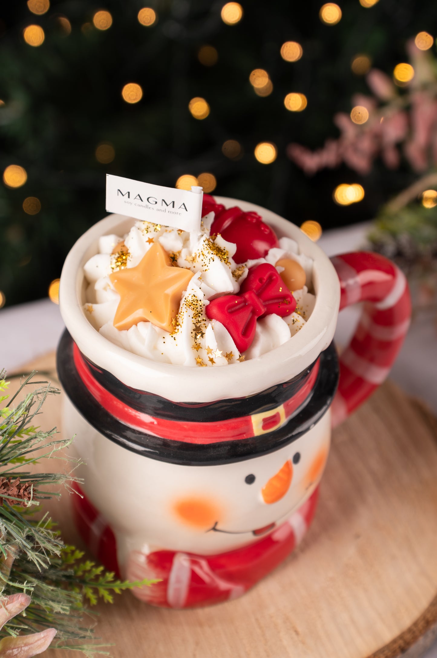 Χριστουγεννιάτικη Κούπα Snowman | 100% Φυτικό Κερί | Άρωμα Σοκολατένιο Φουντούκι