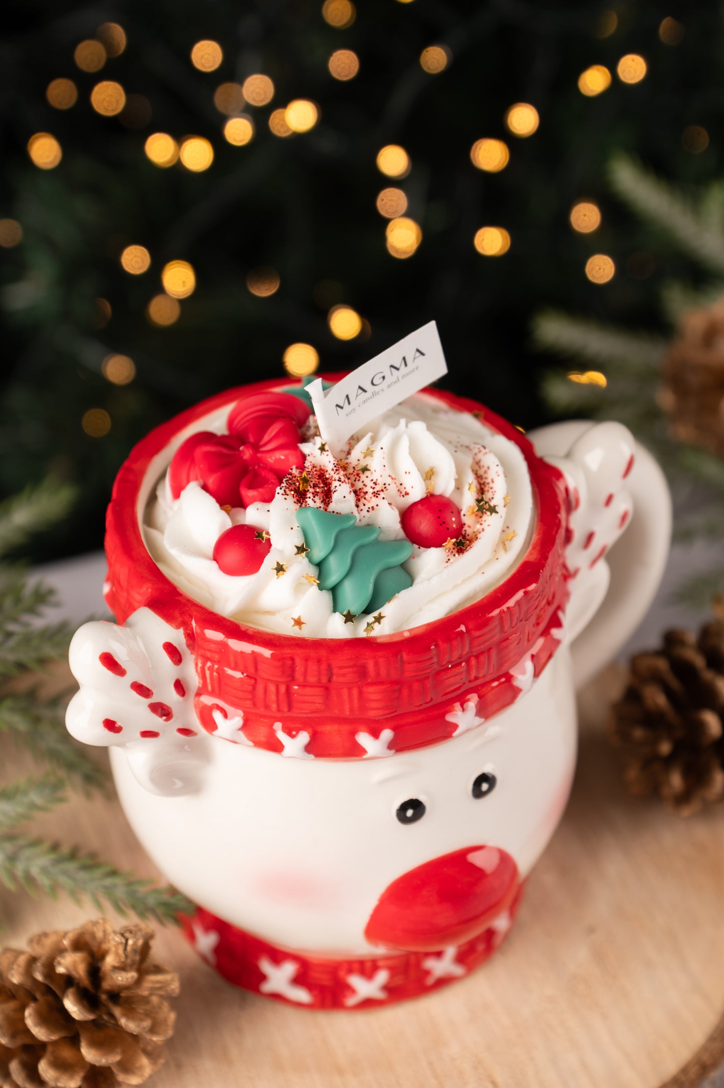 Χριστουγεννιάτικη Κούπα Reindeer | 100% Φυτικό Κερί | Άρωμα Κουραμπιές