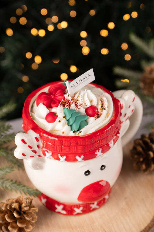 Χριστουγεννιάτικη Κούπα Reindeer | 100% Φυτικό Κερί | Άρωμα Κουραμπιές