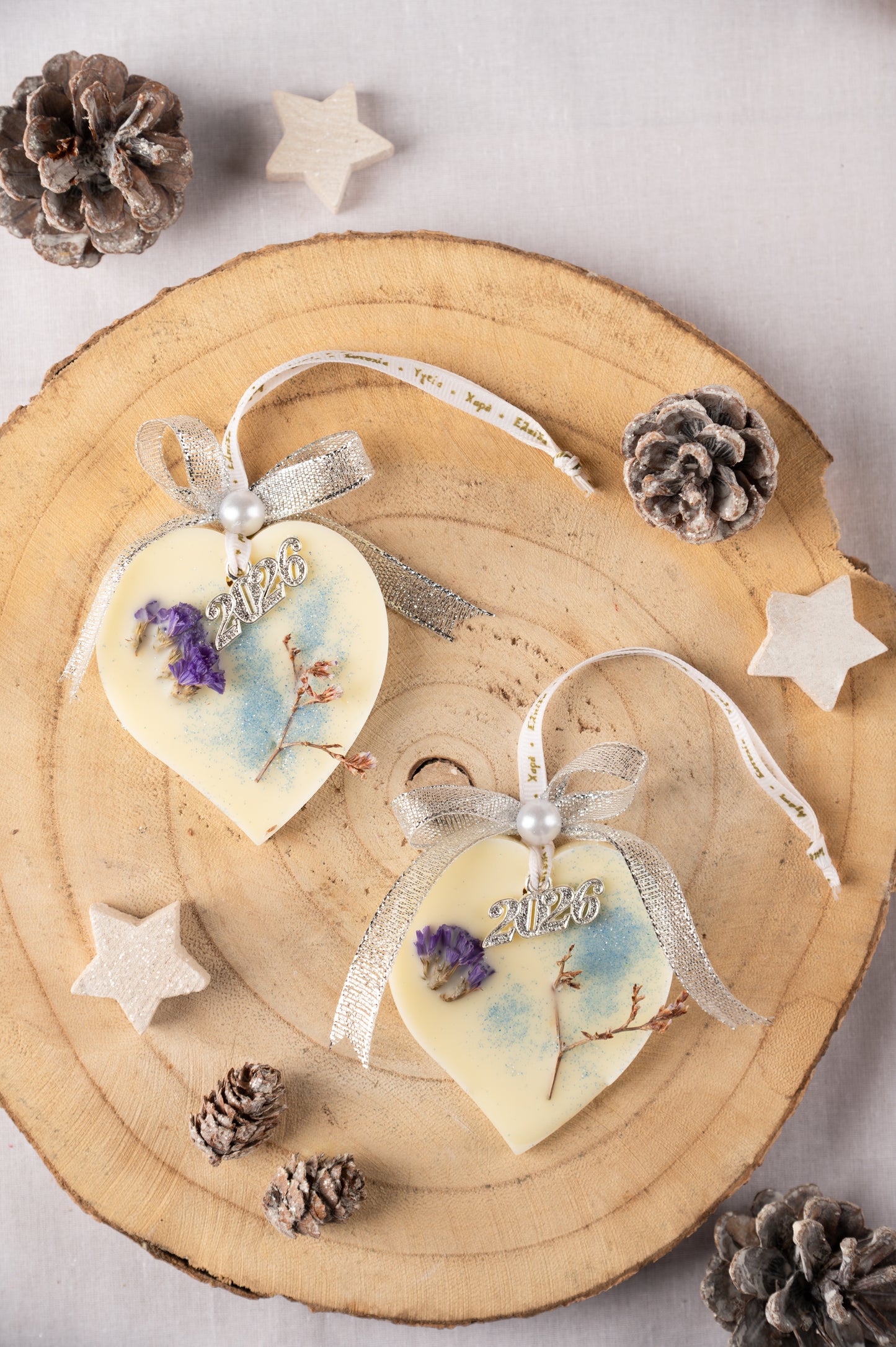 Αρωματικό Γούρι 2026 Καρδιά Μπλε | 100% Φυτικό Κερί | Άρωμα Blackberry & Peach