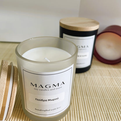 Αρωματικό Χειροποίητο Φυτικό Κερί - Γυάλινο Βαζάκι , Bamboo Καπάκι