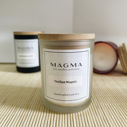 Αρωματικό Χειροποίητο Φυτικό Κερί - Γυάλινο Βαζάκι , Bamboo Καπάκι