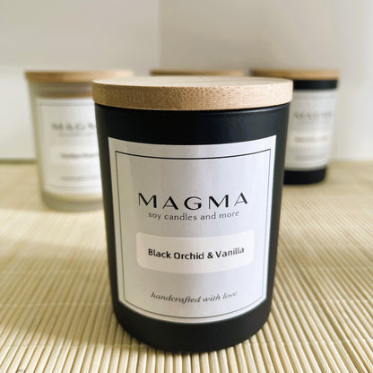 Αρωματικό Χειροποίητο Φυτικό Κερί - Γυάλινο Βαζάκι , Bamboo Καπάκι