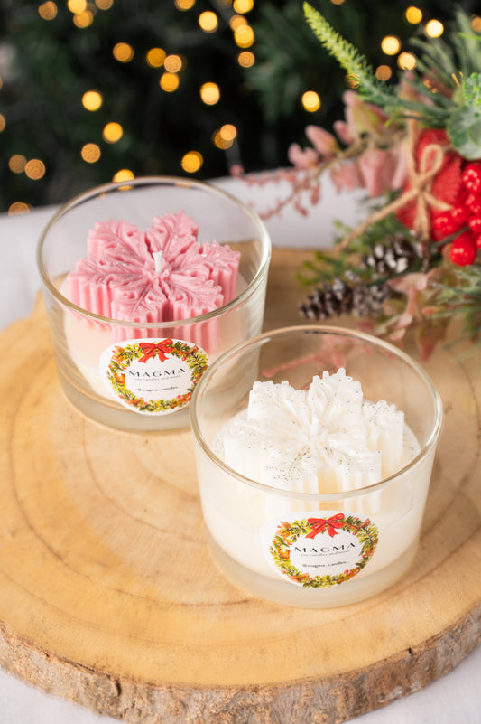 Χριστουγεννιάτικο Κερί Χιονονιφάδα | 100% Φυτικό Κερί